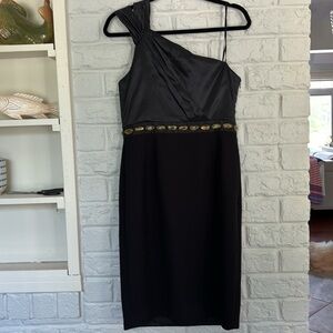 Carmen Marc Valvo One Shoulder Design Fitted Sheath Dress Size 10